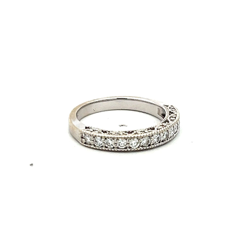 0.56 Carat Round Brilliant H-I SI1 Diamond 14 Karat White Gold Wedding Band Ring