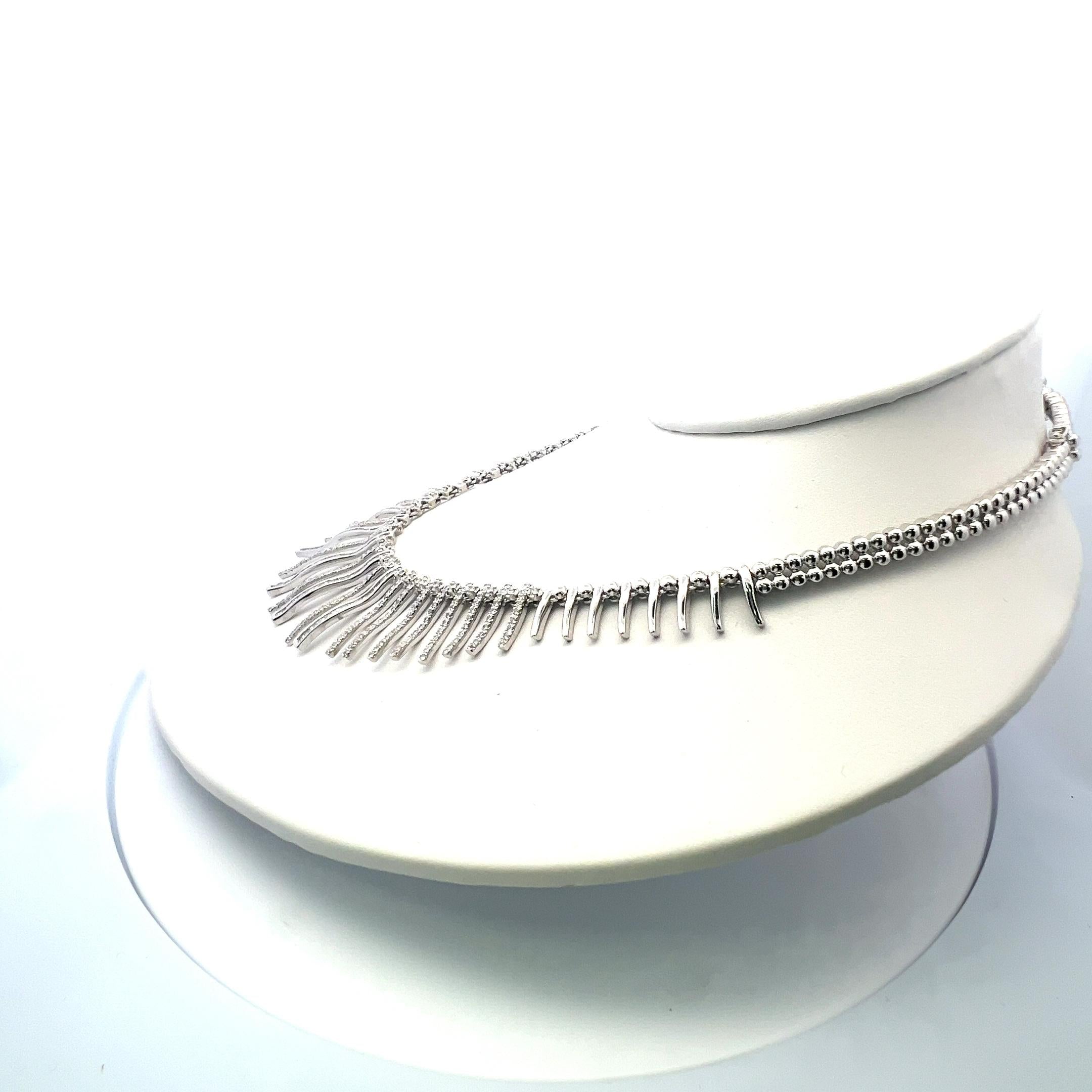 Vintage 18K White Gold Collar Necklace with 5.5 Carat Round I-SI Diamonds