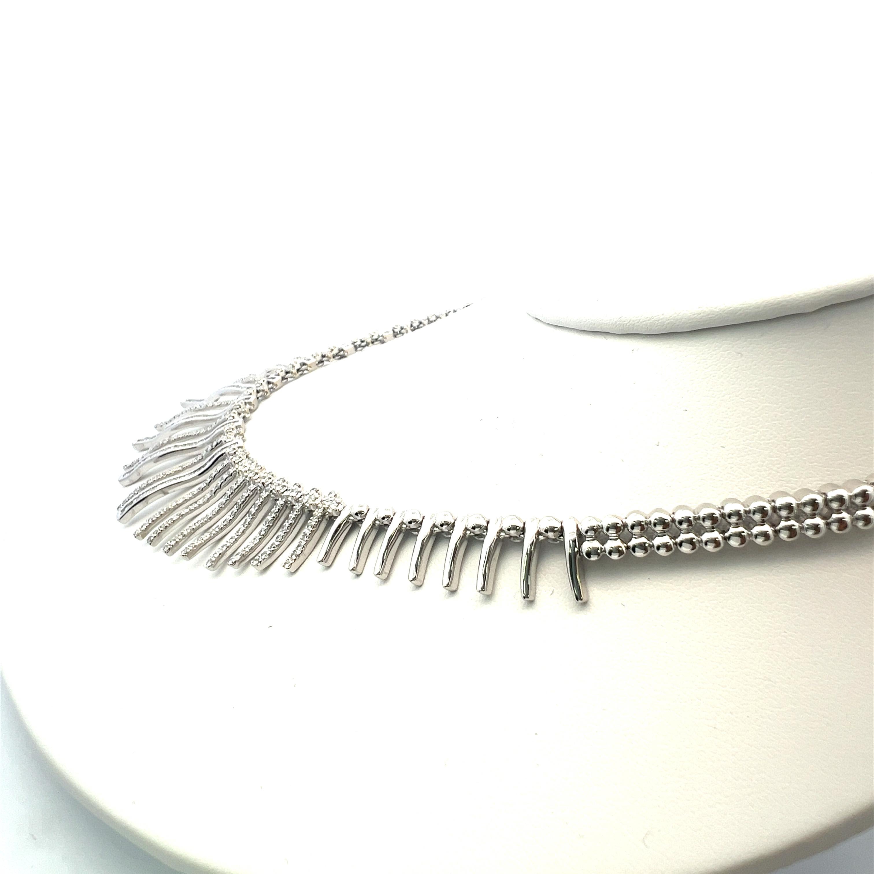 Vintage 18K White Gold Collar Necklace with 5.5 Carat Round I-SI Diamonds