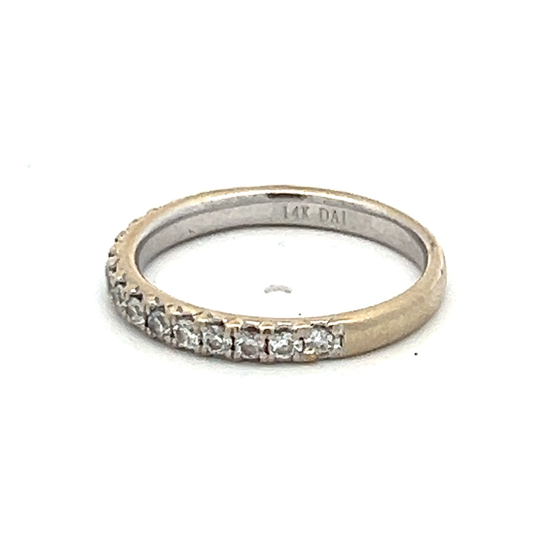 0.51 Carat Round Brilliant Diamond 14 Karat White Gold Wedding Band Ring