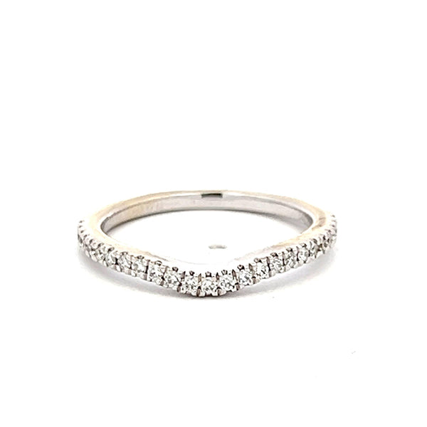 0.18 Carat Round Brilliant I VS2 Diamond 14 Karat White Gold Wedding Band Ring
