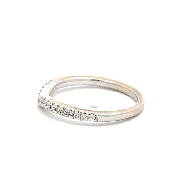 0.18 Carat Round Brilliant I VS2 Diamond 14 Karat White Gold Wedding Band Ring