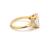 3.92 Carat Emerald Cut and Baguette and Trapezoid Diamond 18K YG Engagement Ring