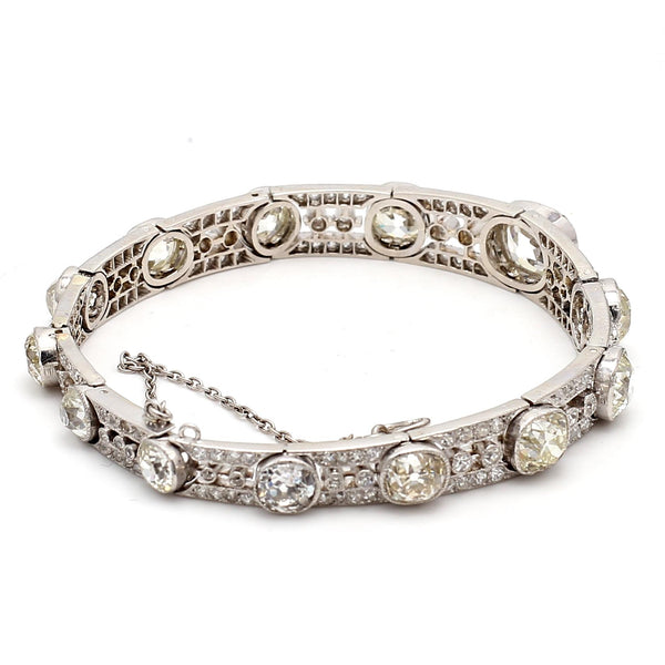 12.51ct Old Miner & Old European Cut Diamond Platinum Art Deco Bracelet