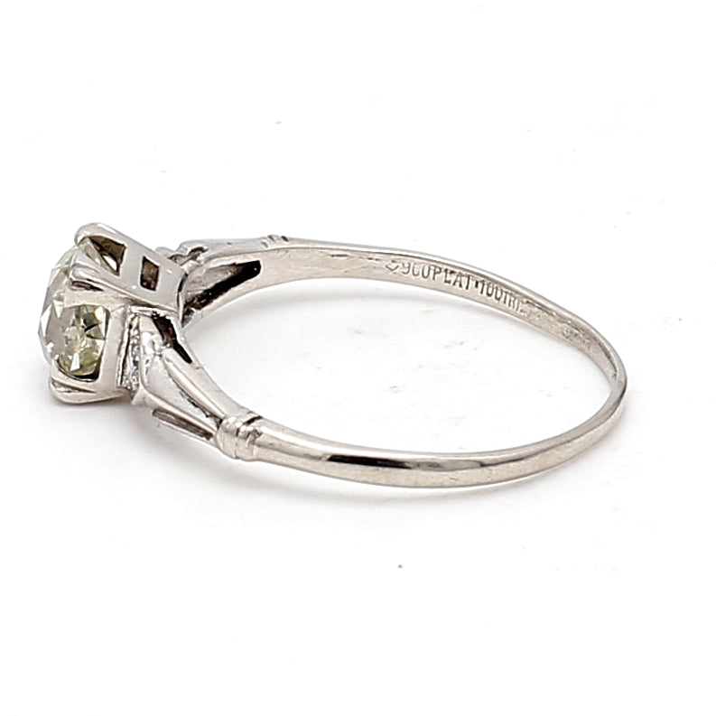 1.26 Carat Old Miner Cut and Old European Cut Diamond Platinum Engagement Ring