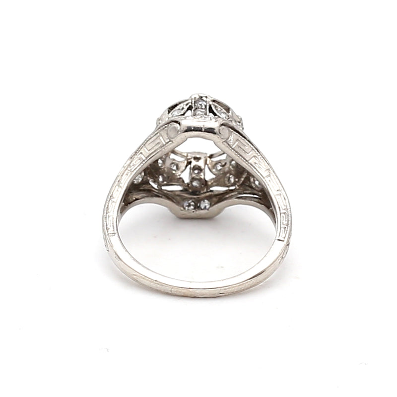 0.32 Carat Old European Cut G SI1 Diamond Platinum Semi Mount Ring