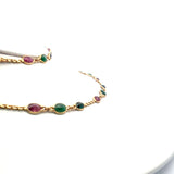 4.50 Carat Emerald and Ruby and Sapphire 18 Karat Yellow Gold Chain Necklace