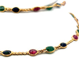 4.50 Carat Emerald and Ruby and Sapphire 18 Karat Yellow Gold Chain Necklace