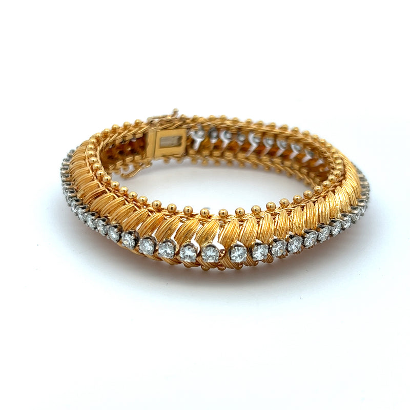 4.70 Carat Round Brilliant G SI1 Diamond 18 Karat Yellow Gold Link Bracelet