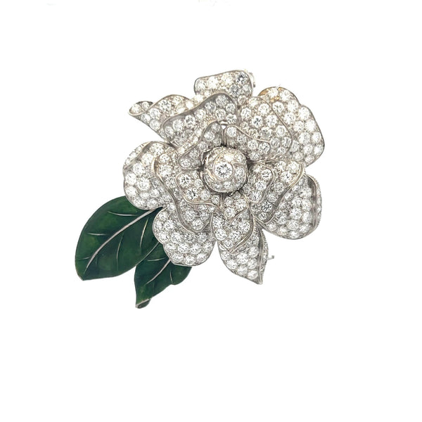 7.00 Carat Round Brilliant G SI1 Diamond 18 Karat White Gold/Platinum Pin Brooch