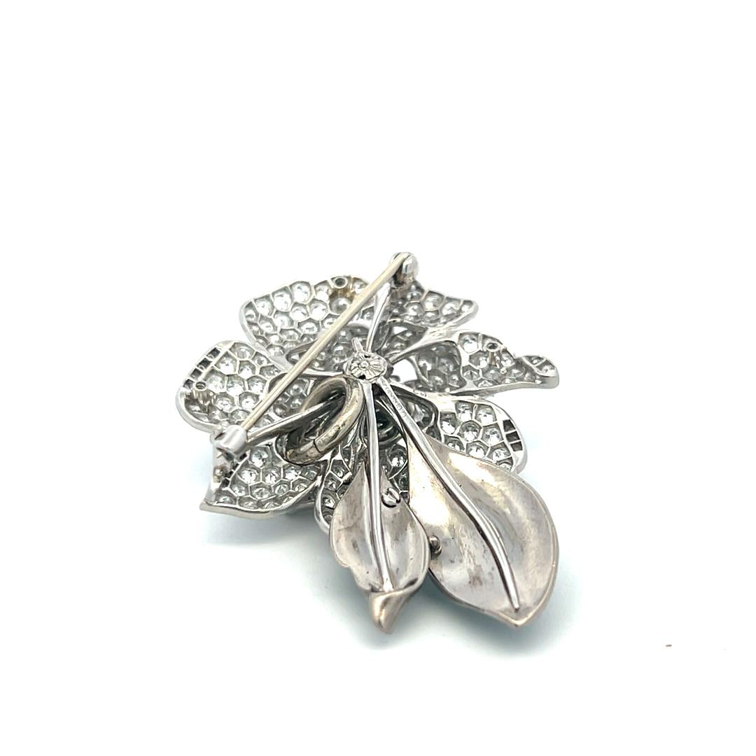 7.00 Carat Round Brilliant G SI1 Diamond 18 Karat White Gold/Platinum Pin Brooch