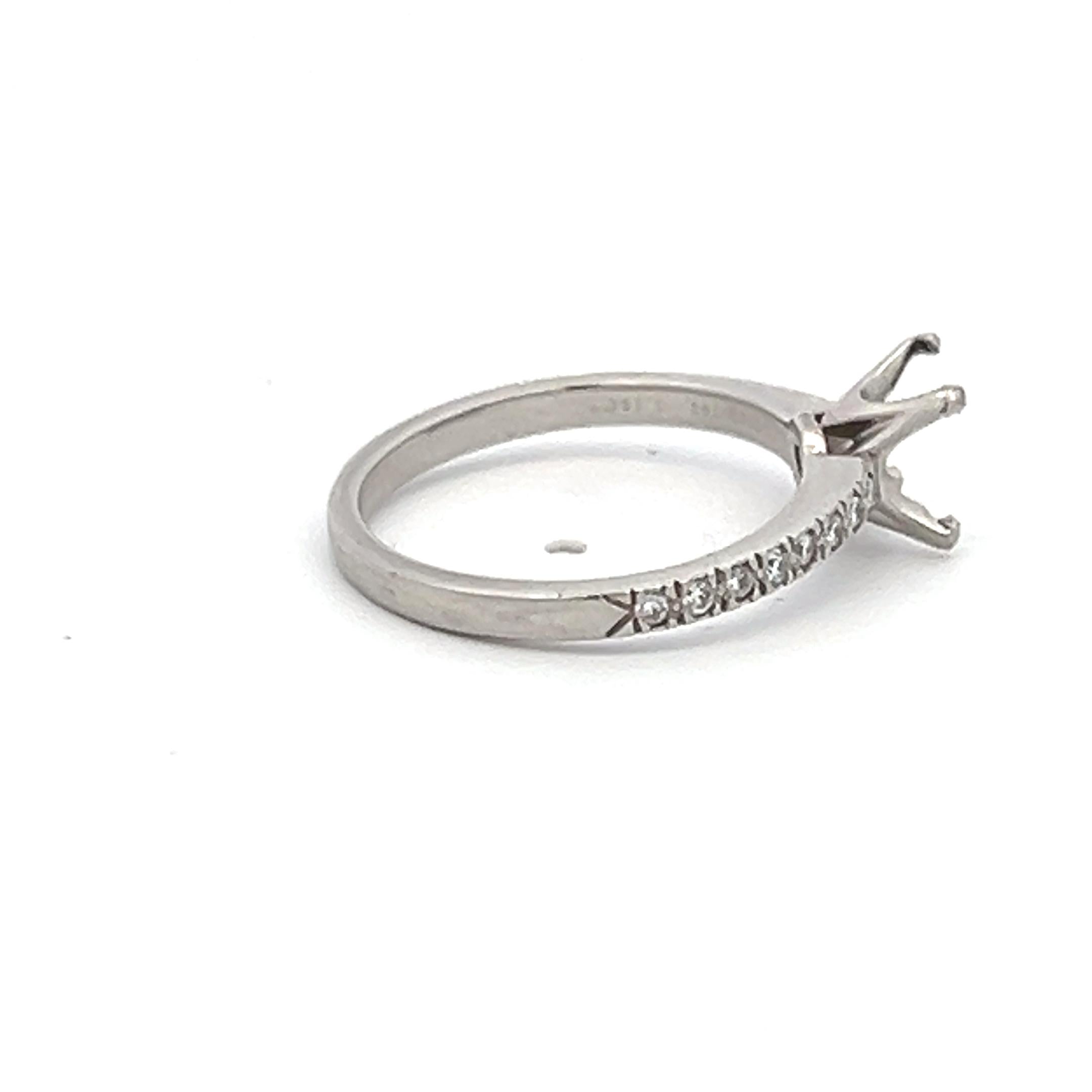 Tiffany & Co 0.16 Carat Round Brilliant F VS1 Diamond Platinum Semi Mount Ring
