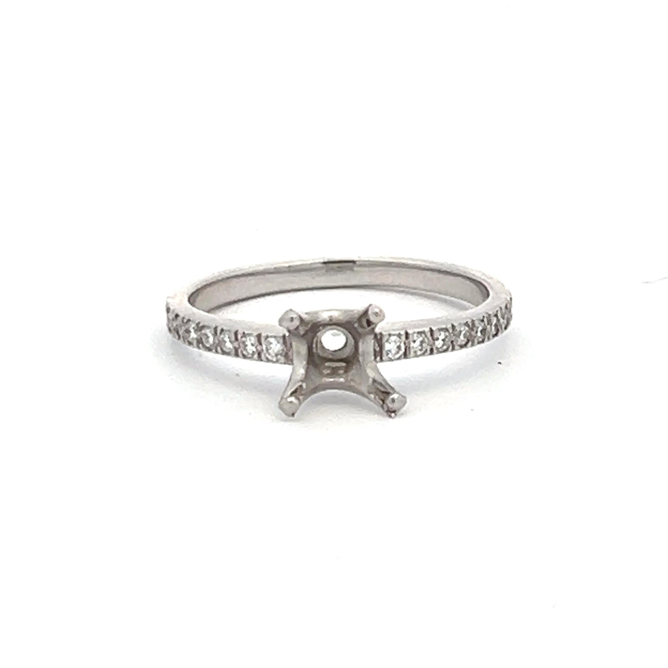 Tiffany & Co 0.16 Carat Round Brilliant F VS1 Diamond Platinum Semi Mount Ring