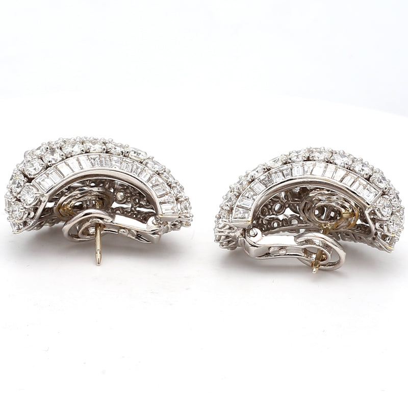 15.00 Carat Mixed Cut H SI1 Diamond 18 Karat White Gold Cluster Earrings