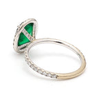 2.19 Carat Emerald 0.60 Carat Round Diamond 18 Karat White Gold Halo Ring