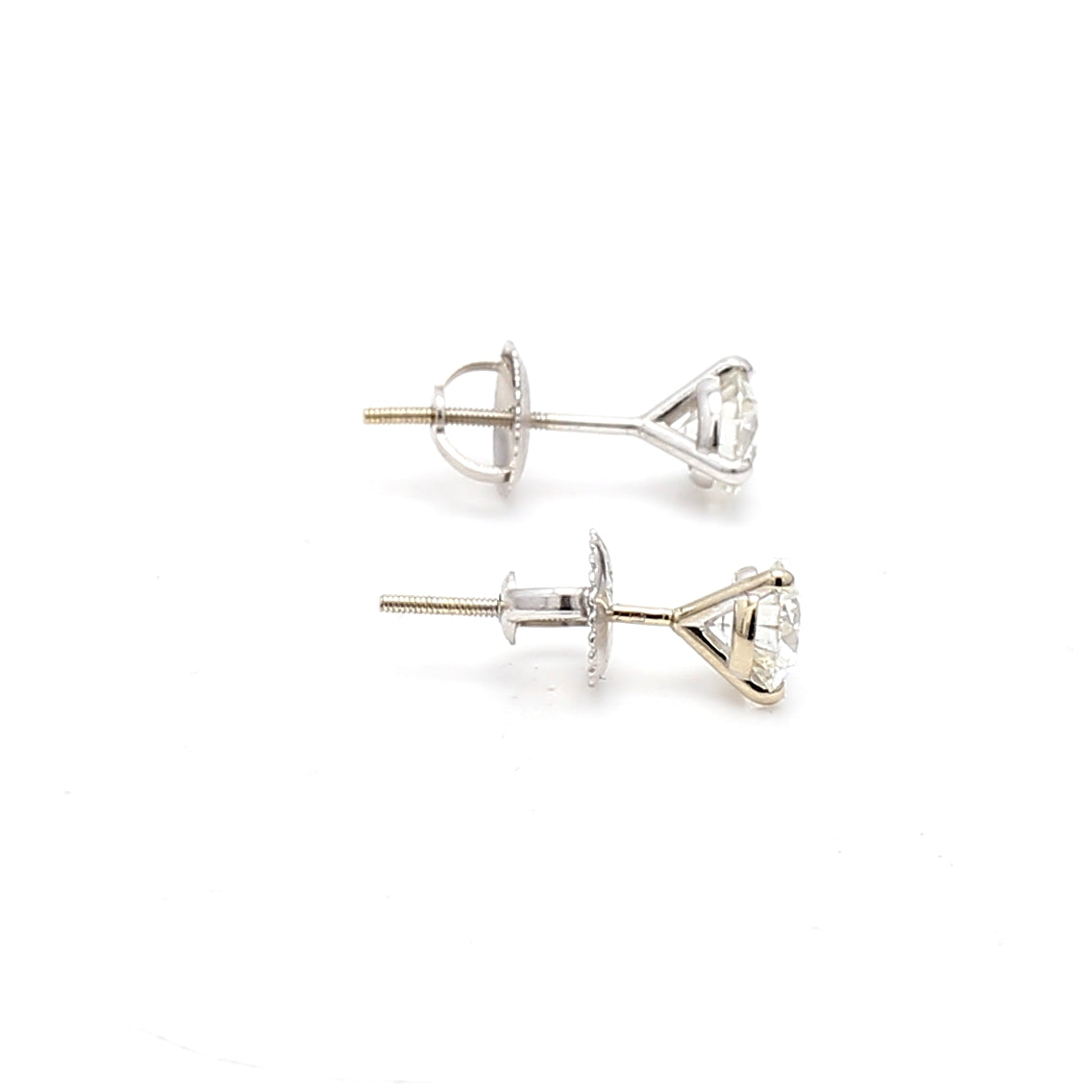 1.00 Carat Round Brilliant I VS2 Diamond 18 Karat White Gold Stud Earrings