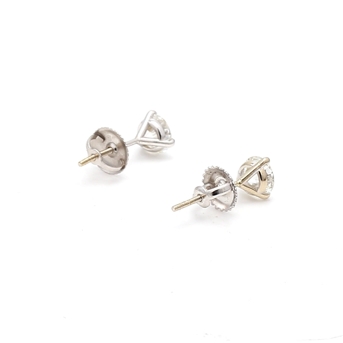 1.00 Carat Round Brilliant I VS2 Diamond 18 Karat White Gold Stud Earrings