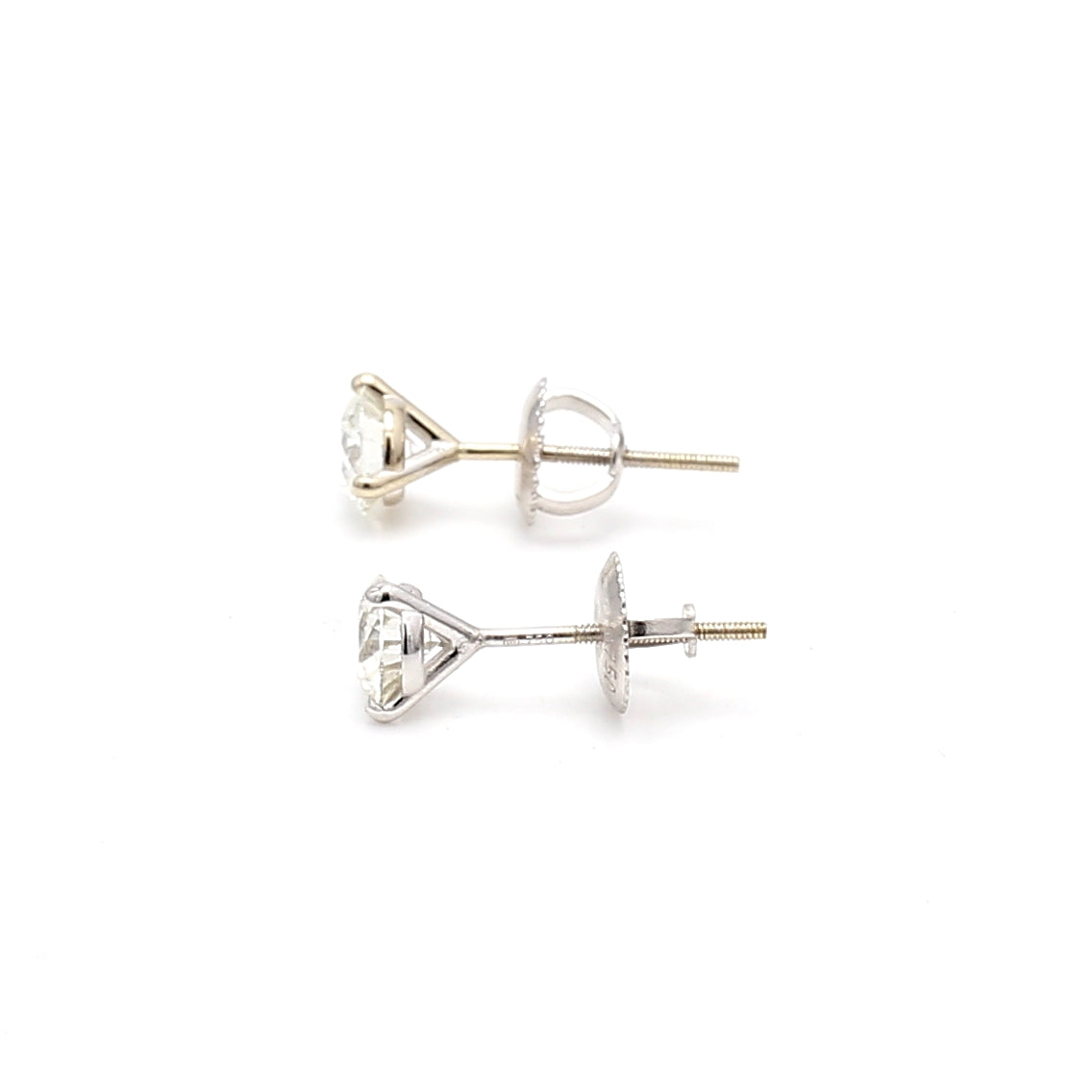 1.00 Carat Round Brilliant I VS2 Diamond 18 Karat White Gold Stud Earrings