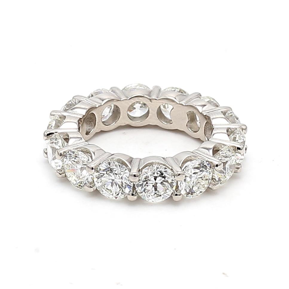 Platinum Eternity Band Ring with 7.11 Carat Round F VS1 Diamonds Size 6