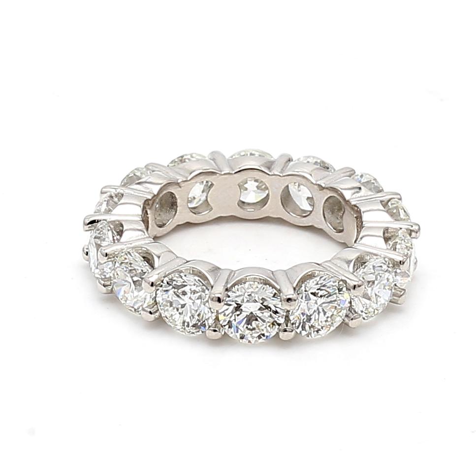 Platinum Eternity Band Ring with 7.11 Carat Round F VS1 Diamonds Size 6