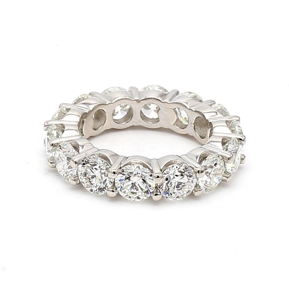 Platinum Eternity Band Ring with 7.11 Carat Round F VS1 Diamonds Size 6
