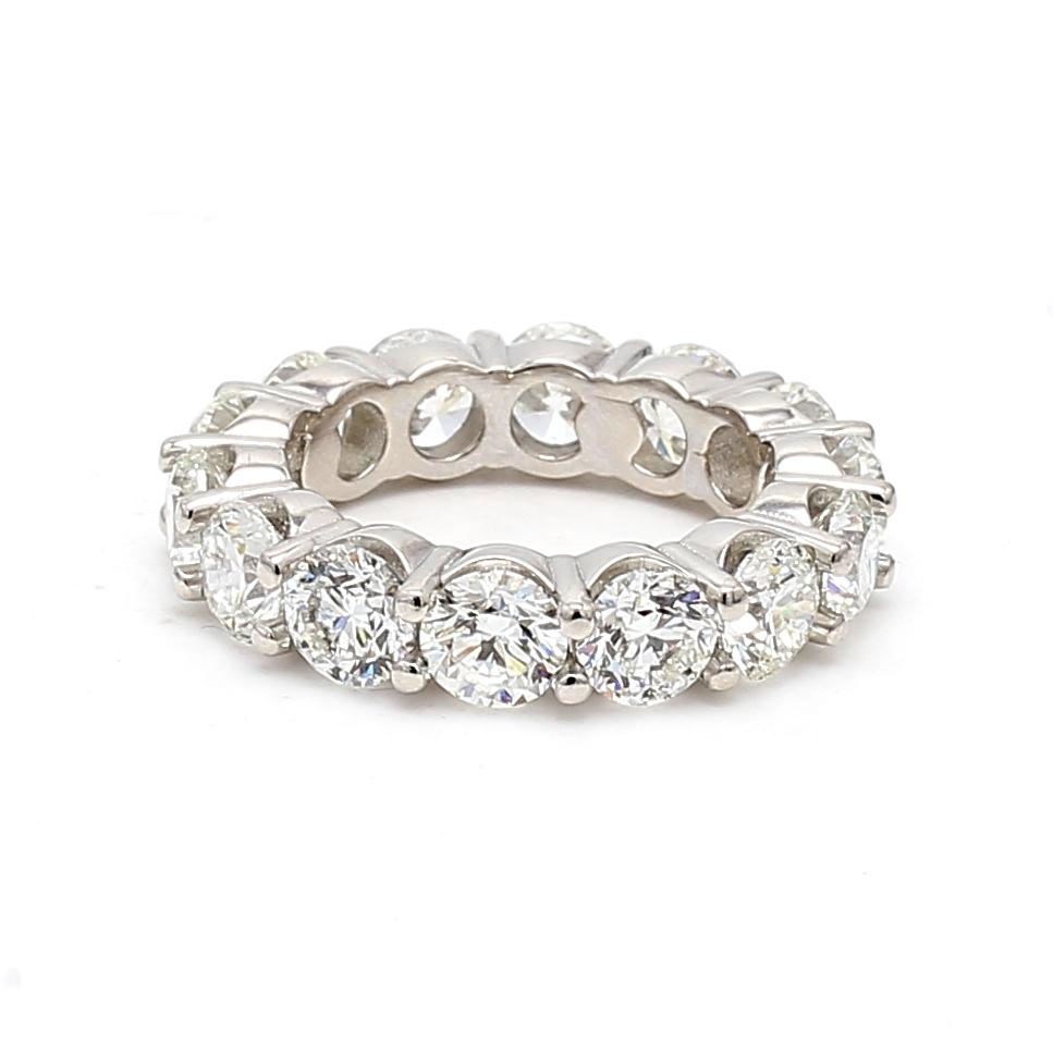 Platinum Eternity Band Ring with 7.11 Carat Round F VS1 Diamonds Size 6