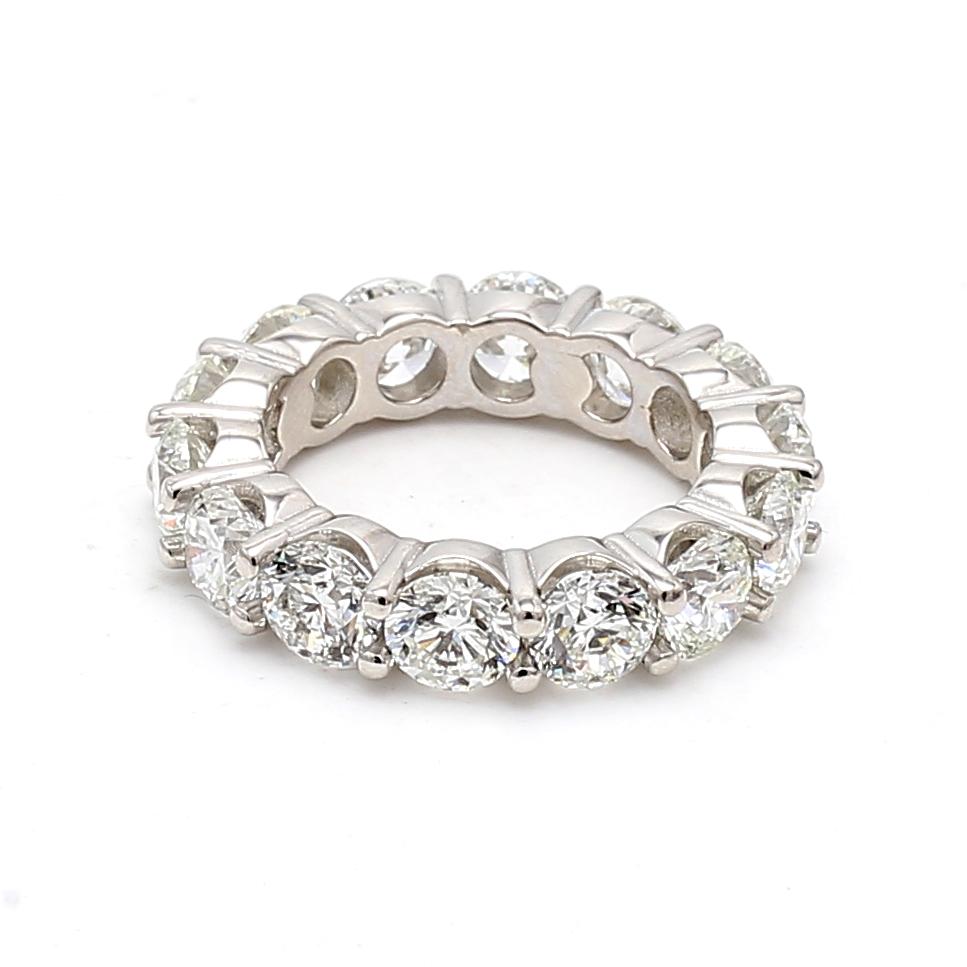 Platinum Eternity Band Ring with 7.11 Carat Round F VS1 Diamonds Size 6
