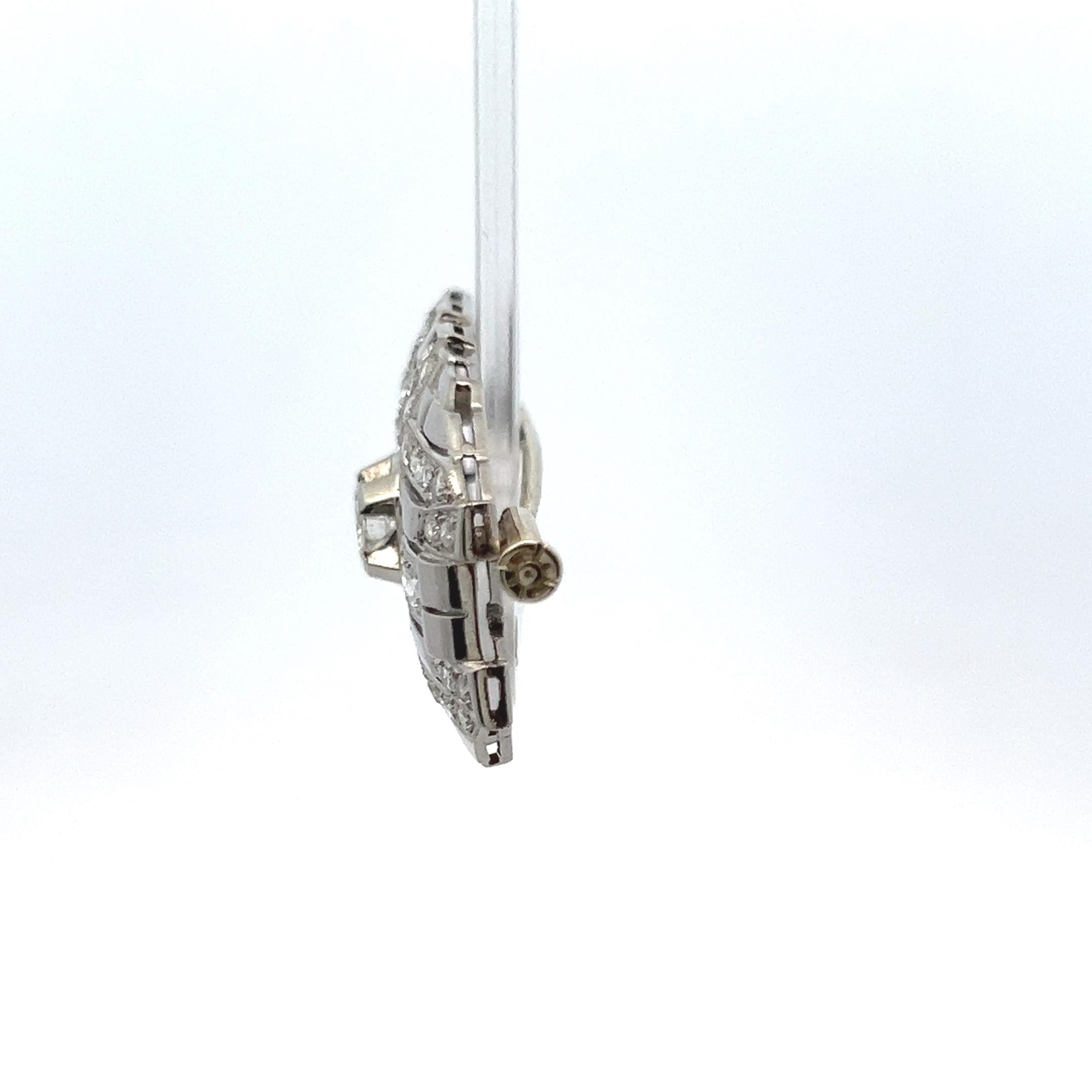 2.49 Carat Old European Cut I SI1 Diamond Platinum Pin Brooch