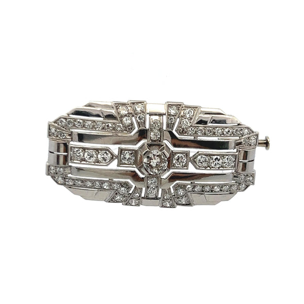 2.49 Carat Old European Cut I SI1 Diamond Platinum Pin Brooch