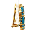 12.50 Carat Blue Topaz 18 Karat Yellow Gold Clip On Earrings