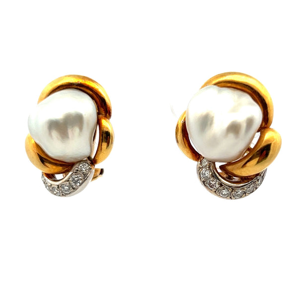 0.14 Carat Circular Brilliant Cut I VS1 Diamond 18 Karat Two Tone Gold Clip On Earrings