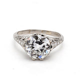 3.67  Old European Cut E SI1-I1 Diamond Platinum Engagement Ring