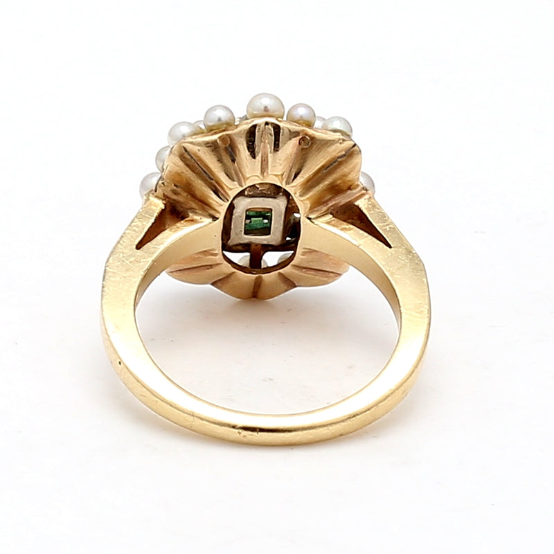 C.D Peacock 0.50 Carat Emerald 0.04 Carat Diamond 14K Yellow Gold Cocktail Ring