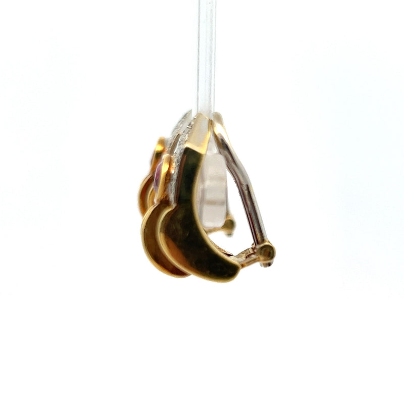 0.84 Carat Rubellite 0.48 Carat Round Brilliant Diamond 18K Two Tone Gold Clip On Earrings