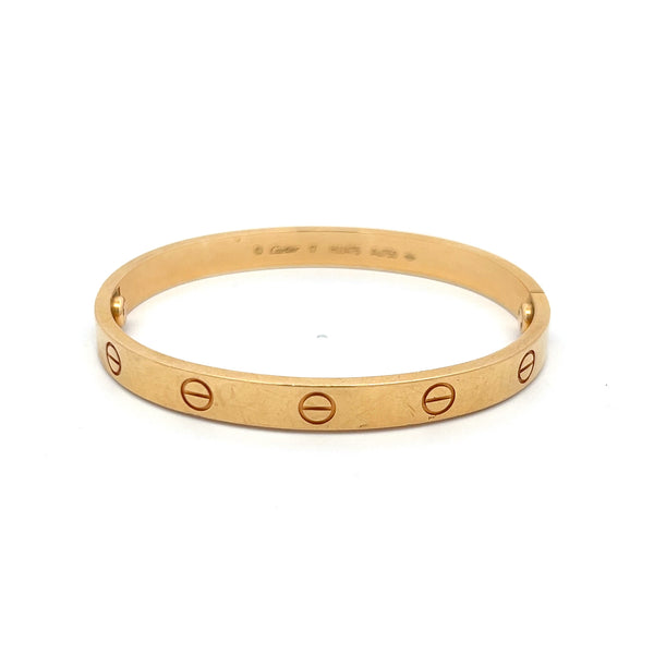 Cartier 18 Karat Yellow Gold Love Bracelet Size 17 With Box and Paper