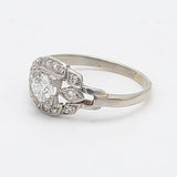 0.39 Carat Old European Cut I SI2 Diamond Platinum Art Deco Ring