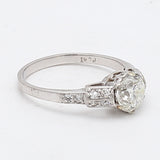 1.10 Carat Round Brilliant I SI1 and Old European Cut I SI1 Diamond Platinum Art Deco Ring