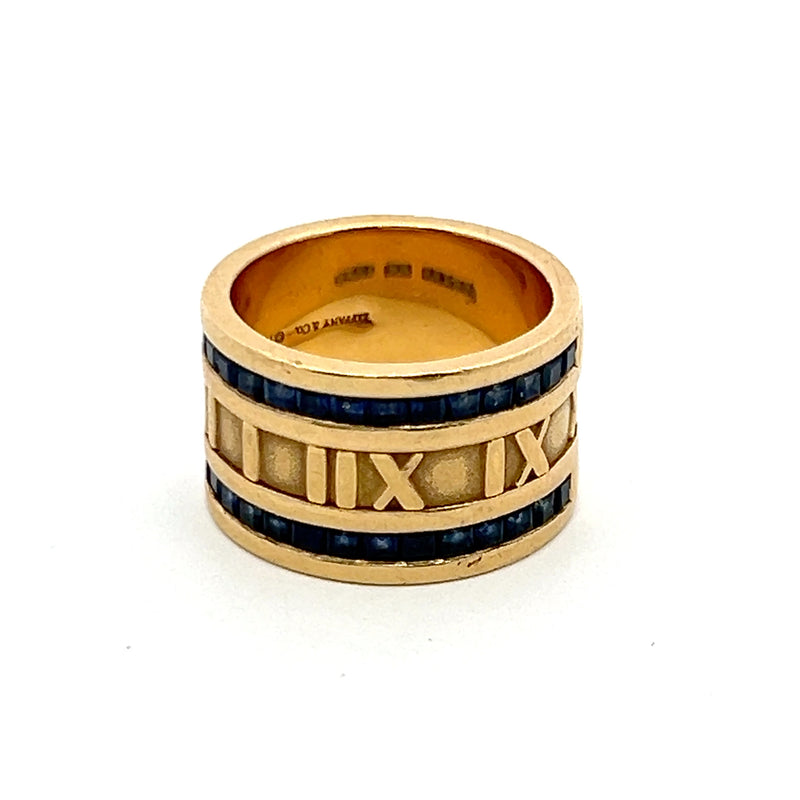 Tiffany & Co 1.75 Carat Princess Cut Sapphire 18 Karat Yellow Gold Band Ring