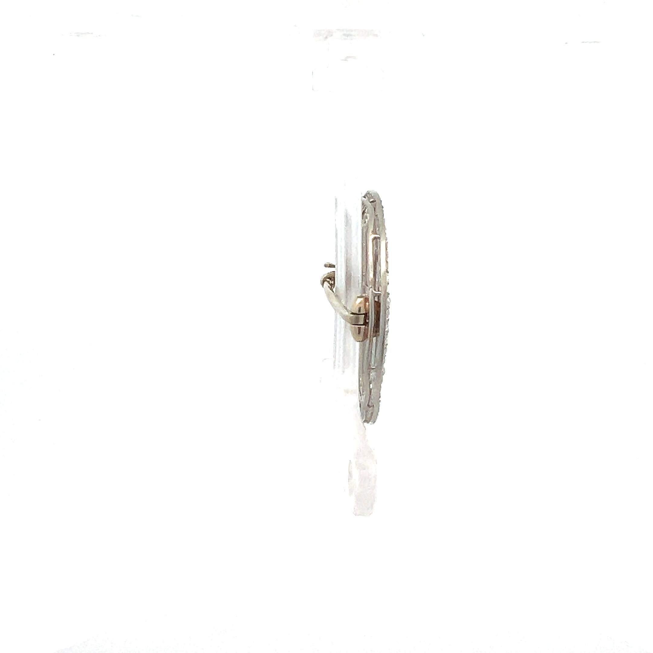 3.40 Carat Round Brilliant G SI1 Diamond 18 Karat White Gold Pin Brooch