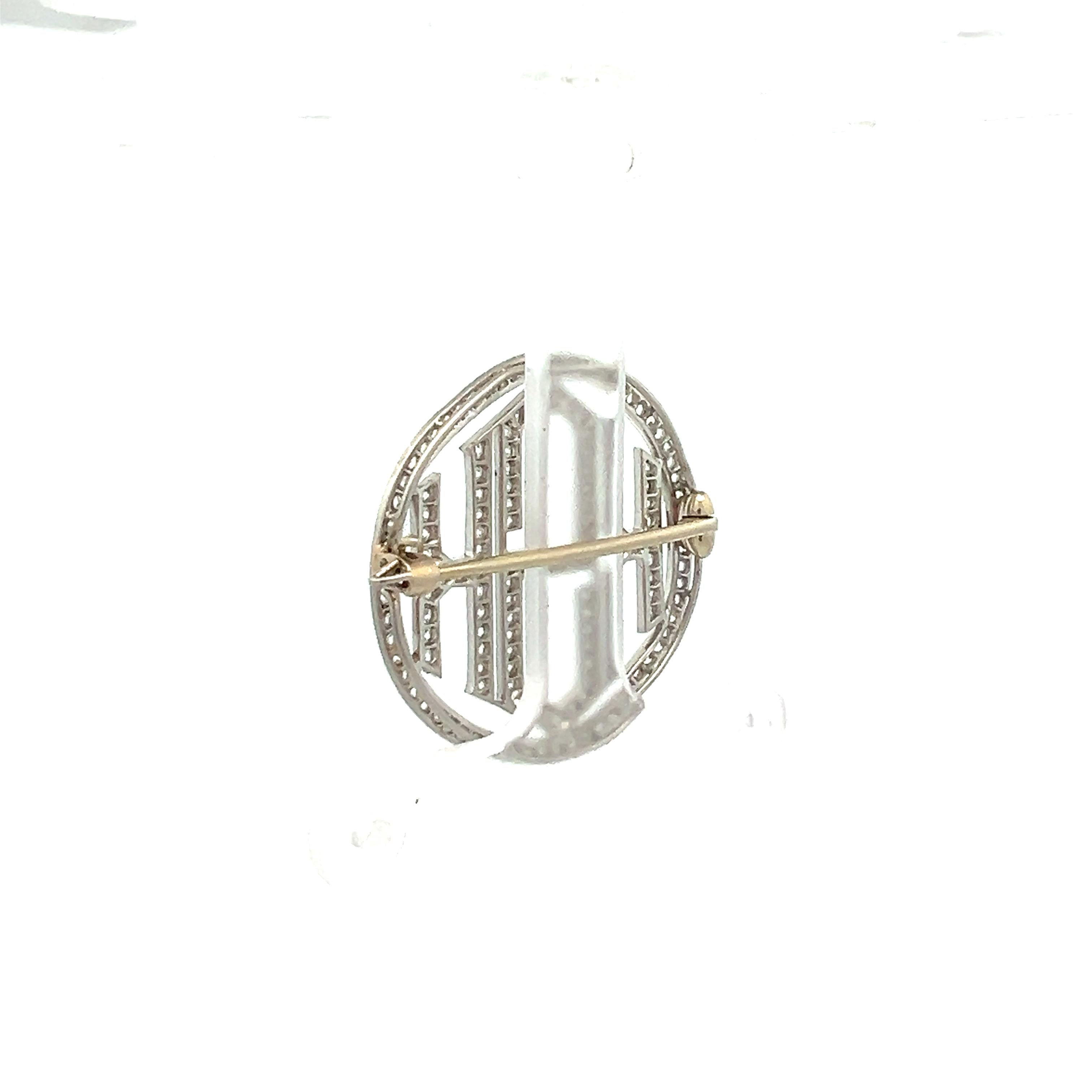 3.40 Carat Round Brilliant G SI1 Diamond 18 Karat White Gold Pin Brooch