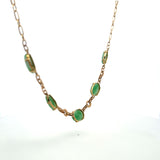 Vintage 10.70 Grams Jade 14 Karat Yellow Gold Gems Stone Necklace