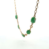 Vintage 10.70 Grams Jade 14 Karat Yellow Gold Gems Stone Necklace