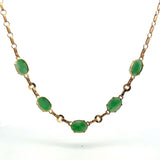 Vintage 10.70 Grams Jade 14 Karat Yellow Gold Gems Stone Necklace