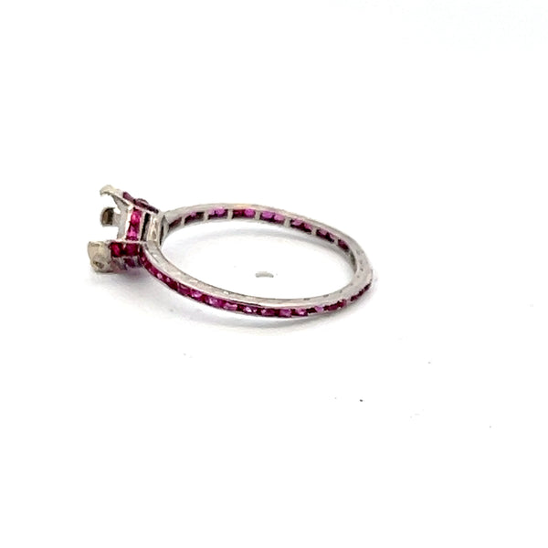 Antique 0.48 Carat Ruby Size 5.5 Platinum Semi Mount Ring