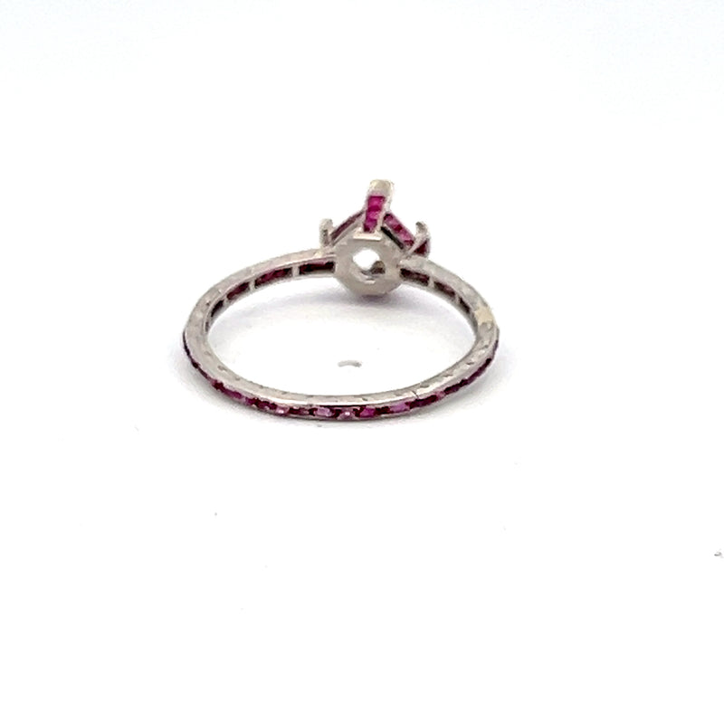 Antique 0.48 Carat Ruby Size 5.5 Platinum Semi Mount Ring