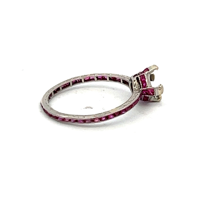 Antique 0.48 Carat Ruby Size 5.5 Platinum Semi Mount Ring