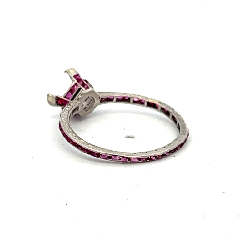 Antique 0.48 Carat Ruby Size 5.5 Platinum Semi Mount Ring