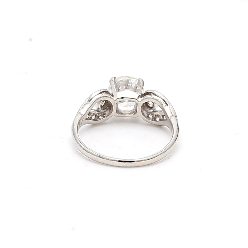 1.20 Carat Circular Brilliant Cut and Old European Cut Diamond Platinum Art Deco Ring