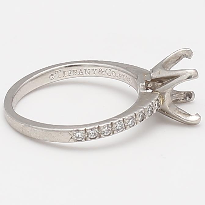 Tiffany & Co Platinum Semi Mount Ring 0.25ct Round Diamonds Fits 5.10x4.90mm
