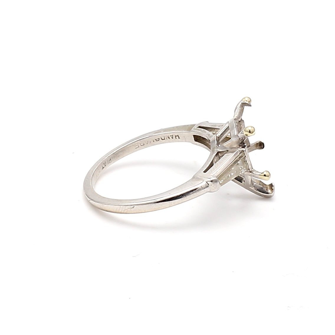 0.40 Carat Tapered Baguette Shape G SI1 Diamond Platinum Semi Mount Ring